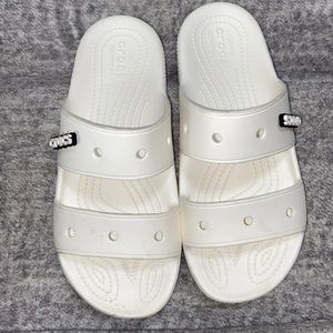 Slip on white croc sandals
